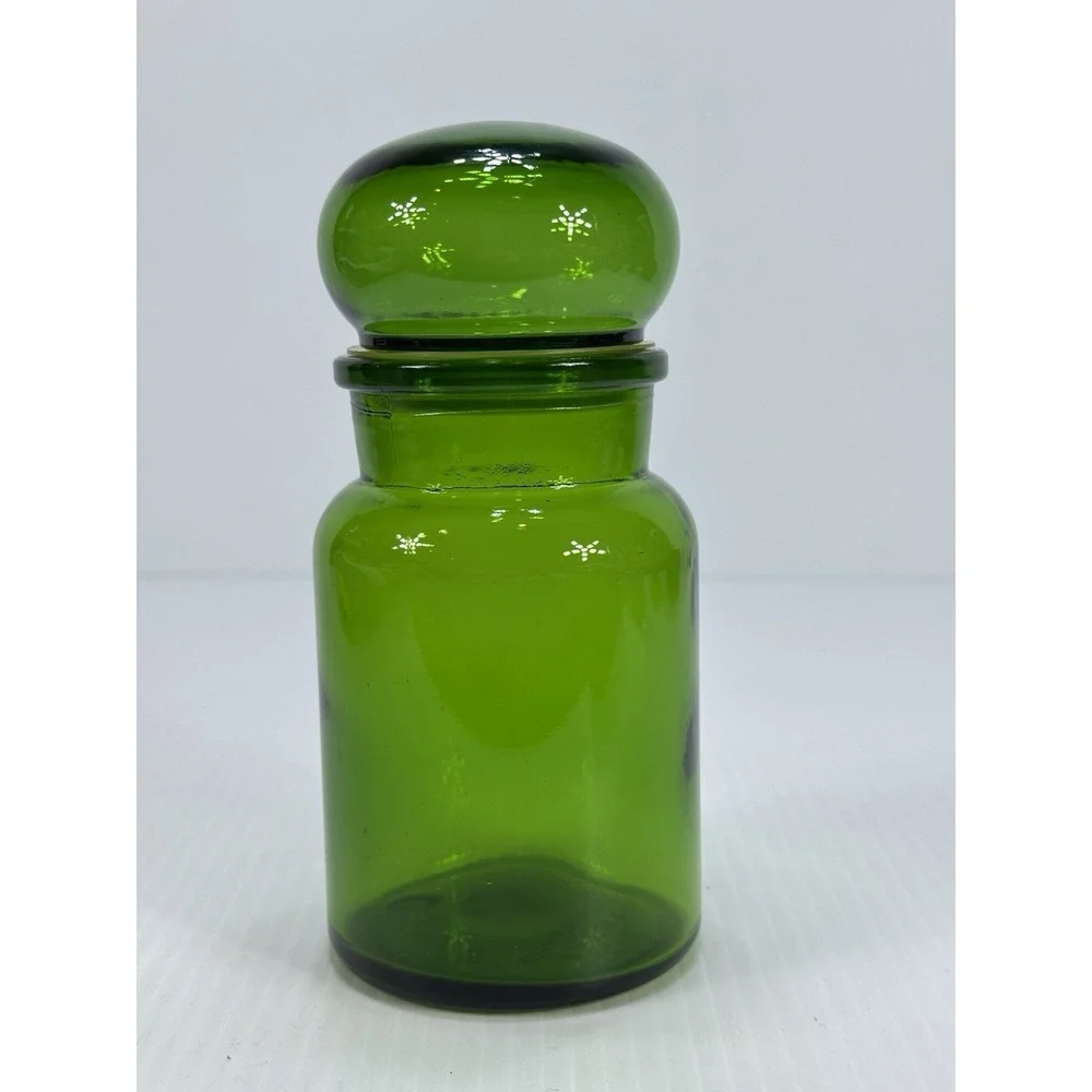 Vintage Green Canister‎ Bubble Lid Glass Jar Mid Century Modern Made in Belgium